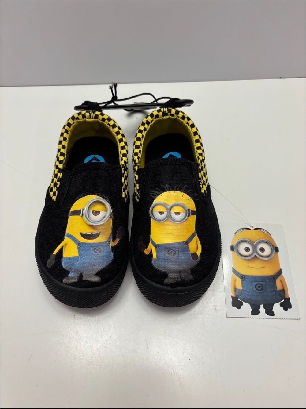 NWT Minions Toddler Boys Casual Slip On Checker Shoe Size 7